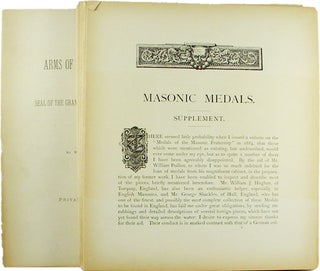 Item #1227 MASONIC MEDALS. SUPPLEMENT. W. T. R. Marvin