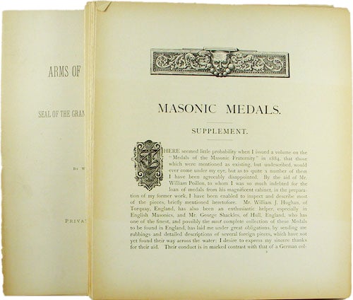 Item #1227 MASONIC MEDALS. SUPPLEMENT. W. T. R. Marvin.