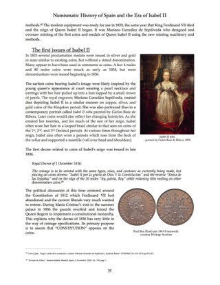THE COINS OF QUEEN ISABEL II OF SPAIN: A DETAILED STUDY OF THE COINS, PATTERNS, AND MEDALS OF HER REIGN.