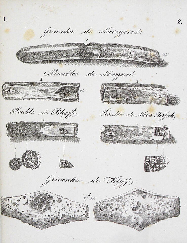 Item #5015 APER&Ccedil;U SUR LES MONNAIES RUSSES ET SUR LES MONNAIES &Eacute;TRANG&Eacute;RES QUI ONT EU COURS EN RUSSE. Baron S. de Chaudoir.