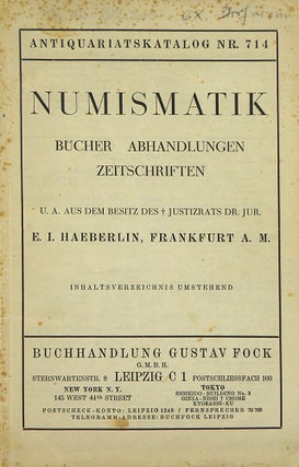 Item #4969 NUMISMATIK. BÜCHER, ABHANDLUNGEN, ZEITSCHRIFTEN, U. A. AUS DEM BESITZ DES Ü...