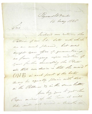 Item #6118 1825 LETTER TO PERKINS & HEATH REGARDING PLATES FOR £1 NOTE ON THE PLYMOUTH BANK....