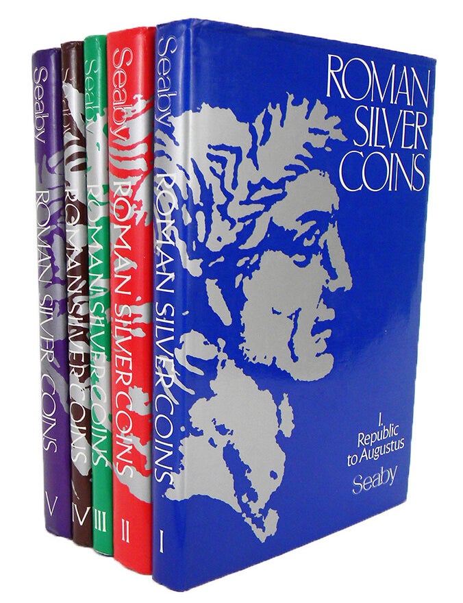 Item #6883 ROMAN SILVER COINS: REPUBLIC TO ROMULUS AUGUSTUS. Volumes I&ndash;V, complete. H. A Seaby.