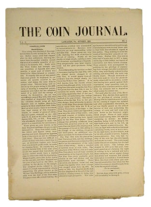 Item #7117 THE COIN JOURNAL. Vol. II, No. 4 (October 1881). Charles Steigerwalt