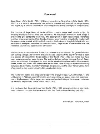 SIEGE NOTES OF THE WORLD 1793&ndash;1913